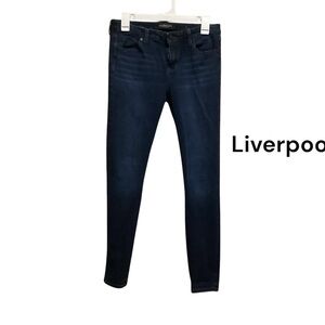 LIVERPOOL JEANS COMPANY DARK BLUE DENIM SKINNY JEAN SIZE 4 INSEAM 28”